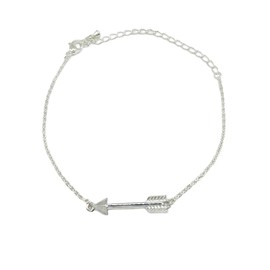 Tiny Silver Arrow Chain Bracelet, Horizontal Bar, (Adjustable Link) Miss Fit Boutique