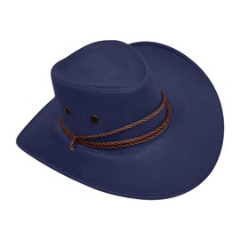 QUINTRA Men Women Cowboy Hat Western Cap Wide Sun Hat Winter Summer Hat, navy, One Size