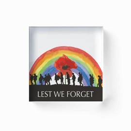 stika.co Lest we forget Rainbow Acrylic Block - Remembering Our Heroes - Tribute for Remembrance Day, Anzac Day, Armistice Day - Inspirational Ornament Tribute to Fallen Soldiers and War Heroes
