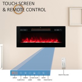 FULEIWO FLAME 30 Inch Wall Mounted Electric Fireplace - Realistic 3D Flame Effect, Energy Efficient Heater with Quiet Operation & Overheat Protection for Home, Bedroom, Kitchen