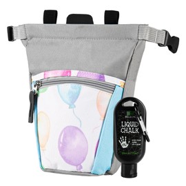 Chalk Bag for Rock Climbing with Liquid Chalk and Carbine, Large Chalk Bucket Bouldering with Magnetic Closure, Zippered Pocket, Brush Holders