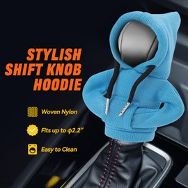 PM PERFORMOTOR Gear Shift Hoodie, Universal Car Shift Knob Cover, Mini Hoodie for Car Shifter, Cute Car Accessories and Decorations, 5.2" X 4.5" Fits Shift Knobs with up to 2.2" Diameter, Blue