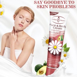 AICHUN BEAUTY Moisturizing Face And Body Cream With Collagen Shea Butter Camomilla Aloe Vera Extract 100ml 3.38Fl.oz (Collagen & Shea Butter Extract)