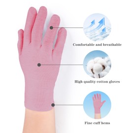 AovYoo 3 Pairs of Cotton Gloves, Moisturising Gloves, Thin Neurodermatitis Knitted, Breathable, Thin Work Gloves for Dry Hands (Pink)