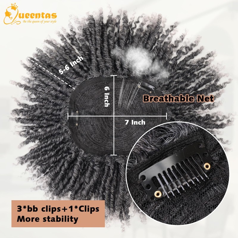 QUEENTAS Curly Toupee for Women and Men Dreadlock Hair Pieces