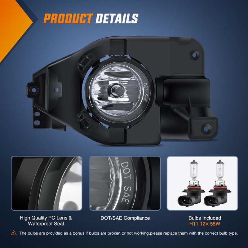 Nilight Fog Lights Assembly Compatible with 2013 2014 2015 Ford