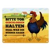 trendaffe - “Bitte Tor geschlossen halten” Metal Sign With Rooster