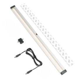 EShine Extra Long 20 inch LED Dimmable Under Cabinet Lighting Strip with Hand Wave Motion Sensor, Black, with Accessories (No Power Supply Included), Warm White (3000K)