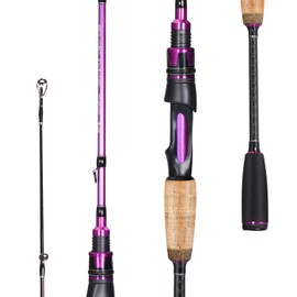 Sougayilang Fishing Pole, 2PC Spinning Rod with EVA and Cork Handle Grip, Baitcasting Rod for Freshwater Fishing Rod-Purple-5.9ft-Spinning