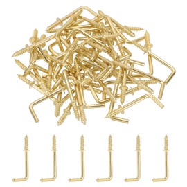 PATIKIL 1.3 Inch Ceiling Hooks for Hanging Plants, 50 Pcs Copper Plating Metal Screw-in Ceiling Cup Hooks L Shape Self-Tapping Screw Eye Bolt for Indoors Outdoors