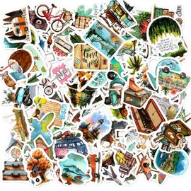 Koilife 100Pcs Vintage Travel Stickers Waterproof PVC Scrapbooking Stickers