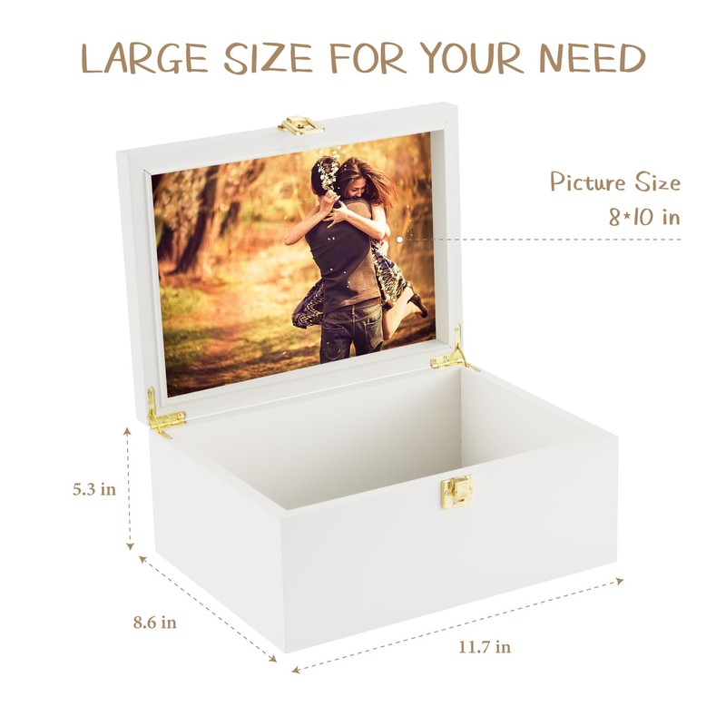 Larger Wooden Memory Keepsake Boxes With Hinged Lids and a