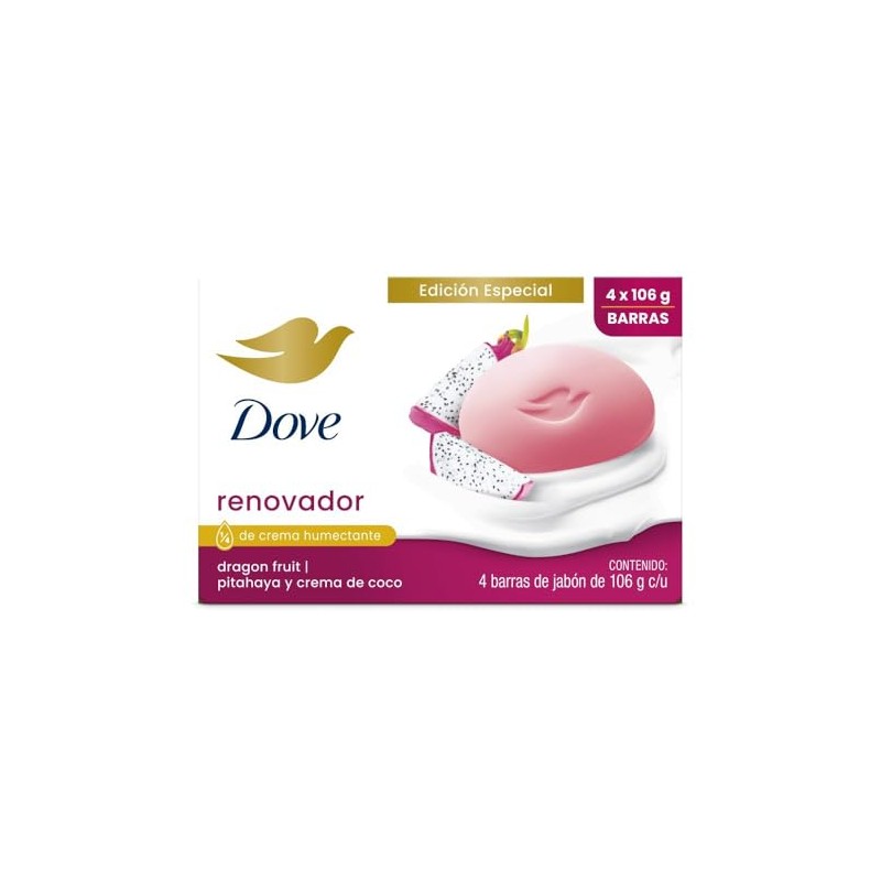 Dove Jabn Dragonfruit en barra, Pack de 4 barras, 106