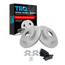 TRQ Rear Performance Brake Pad & Rotor Kit Brake Pads Brake Rotors Set Ceramic Premium G-Coated Compatible with 2007-2015 Mazda CX-9