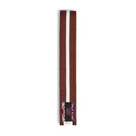 Playwell Martial Arts Cotton Coloured Belt With White Stripe Grading Belt - (Karate, Judo Taekwondo) (Brown Belt With White Stripe, 300cm)