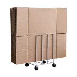 HUDABAIDI Carton Storage Cart, Portable Carton Stand with Wheels, Moving Carbon Steel Carton Cart for Home Warehouse, Compact Carton Organizer (White)
