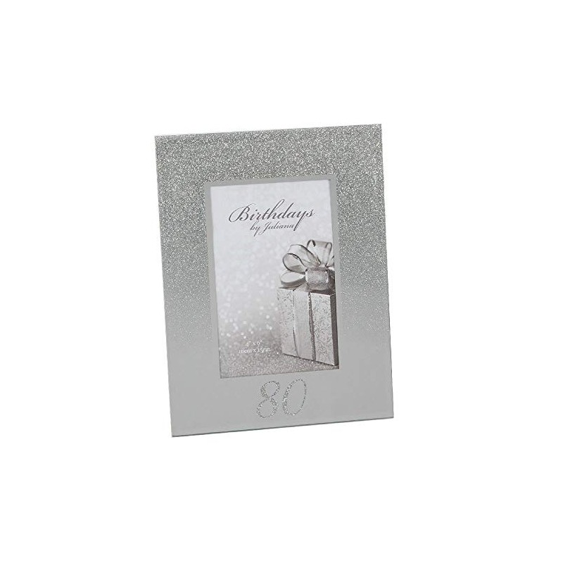 80th Birthday 4" x 6" Glitter Mirrored Glass Frame, 80