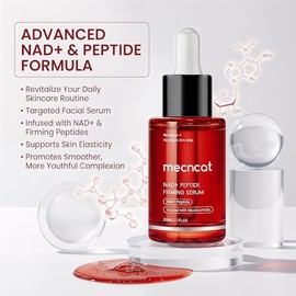 NAD + Suero reafirmante para cara y cuello | Péptido, extracto de colágeno, antienvejecimiento, regordete y suero estimulante del resplandor | Cuida e