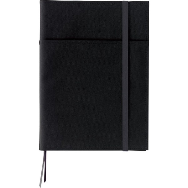 Kokuyo Systemic Refillable Notebook Cover - Twin Ring Notebook with Edge Title - Semi B5 (7" X 9.8") - Normal Rule - 35 Lines X 40 Sheets - Black Cover