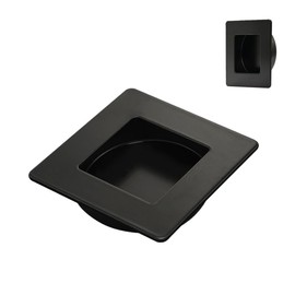 HOMOTEK 2 Pack 2-3/4 Inch Square Recessed Sliding Closet Door Finger Pulls, Diameter 2-3/8 Inch(60mm) Stainless Steel Flush Handles for Pocket Door, Bypass Barn Door Drawer Pulls(Black)