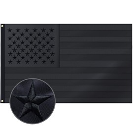 Aria All Black American Flag 3x5 Ft US Flag, Embroidered Stars, Sewn Stripes, Brass Grommets Blackout Tactical US Black Flag, Heavy Duty USA Flags