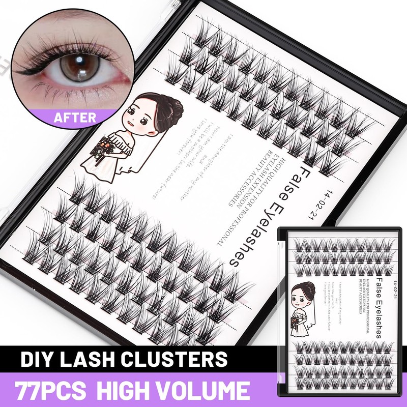 Bodermincer 84 Cluster D Curl Natural Style Eyelashes Professional Makeup