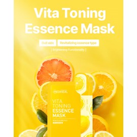 Mediheal Vita Toning Essence Mask, Revitalizing & Balancing Facial Sheet Mask for Dull Skin, Vita Complex and Niacinamide, Eco-Friendly & Hypoallergenic Cellulose Sheet 15 Sheet
