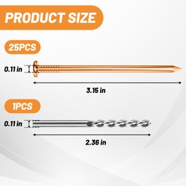 UCandy 25 pcs Copper Nails for Killing Trees Stump Root, Copper Nails with Drill, Stump Removal Spikes Hardware Nails for Trees (3.15" -25PCS)