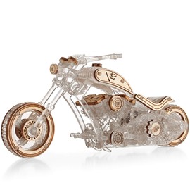 VETER Chopper-V1 Motorcycle 3D Wooden Construction Kit for Adults and Teenagers, Without Glue, Includes Instructions and Drive, Mechanical Model, Wooden Puzzle