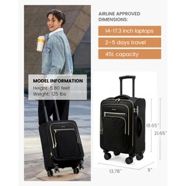 LOVEVOOK Carry On Luggage 22x14x9 Airline Approved,20 Inch Carry On Suitcases with Wheels,Softside Rolling Suitcase with TSA Lock for Women Men,Lightweight Travel luggage