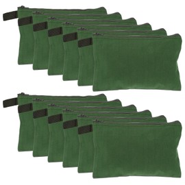 12 Pcs Tool Pouches with Zipper 11.8 x 7.9 Inch Heavy Duty Canvas Zipper Bag, Army Green Utility Canvas Zipper Pouch Multipurpose Storage Tool Bag for Tool Organization