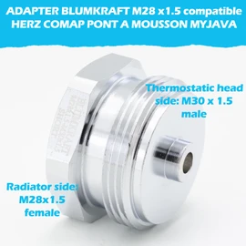 BLUMKRAFT Set of 2 Metal Radiator Adapters for Herz, SAR/COMAP, MOUSSON Bridge, MYJAVA M28 x1.5 to M30 x 1.5 for Thermostat/Thermostatic Head M30 x 1.5 Male (M28 Short)