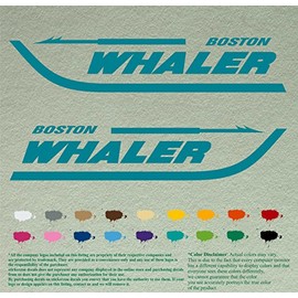 Pair 12" Boston Whaler Compatible Replacement Decals *Turquoise* Vinyl Stickers Boat Outboard Motor Set of 2