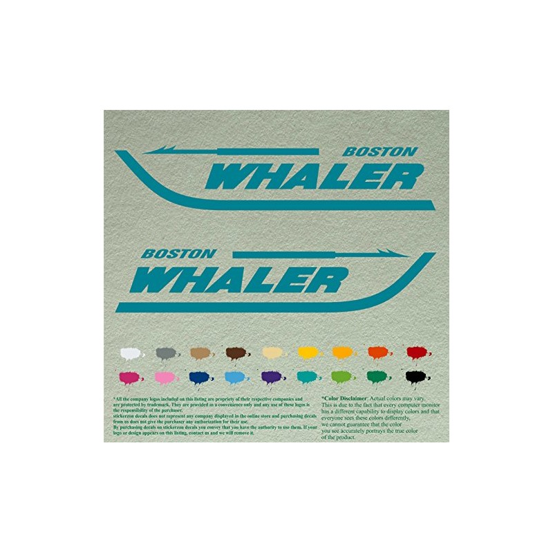 Pair 12" Boston Whaler Compatible Replacement Decals *Turquoise* Vinyl Stickers