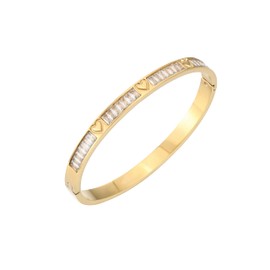 MILAKOO 14K Gold Plated Stainless Steel Bracelets Distance Love Rhinestone Cubic Zirconia Oval Bangle