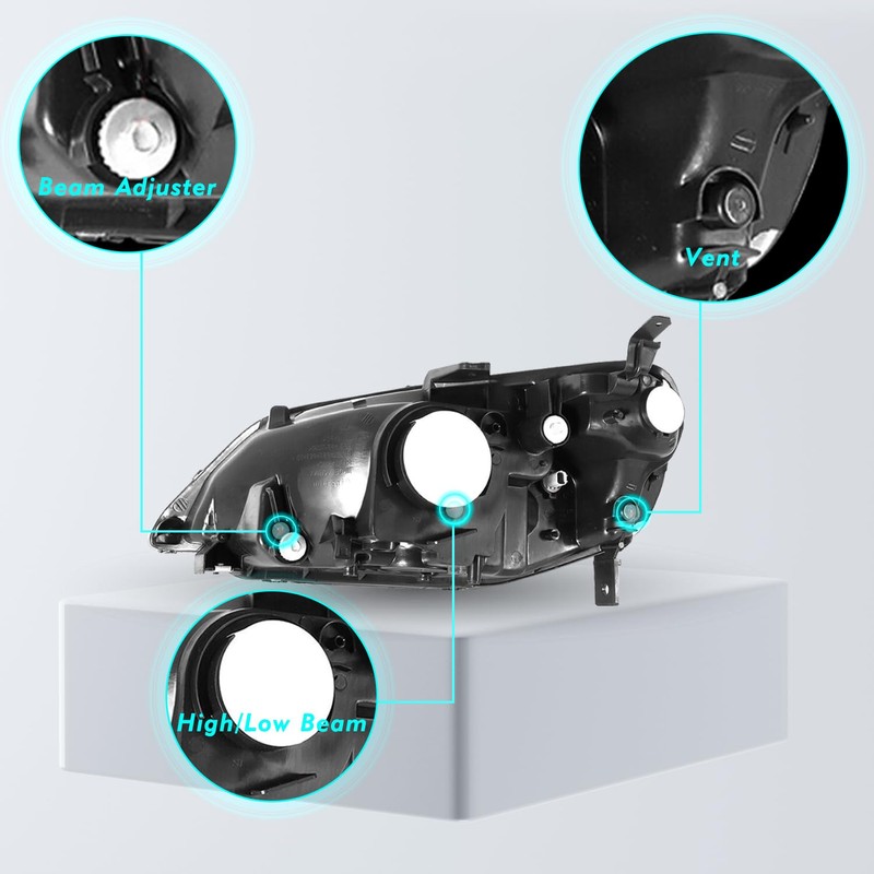 TUSDAR Headlight Assembly Compatible with 2001 2002 2003 Honda Civic