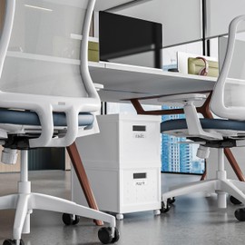 Collapsible Stackable Rolling File Boxes with Lids and 10 Hanging Files, Portable Plastic Storage Organizer or File Cabinet with Wheels for Home or Office, 2-Pack