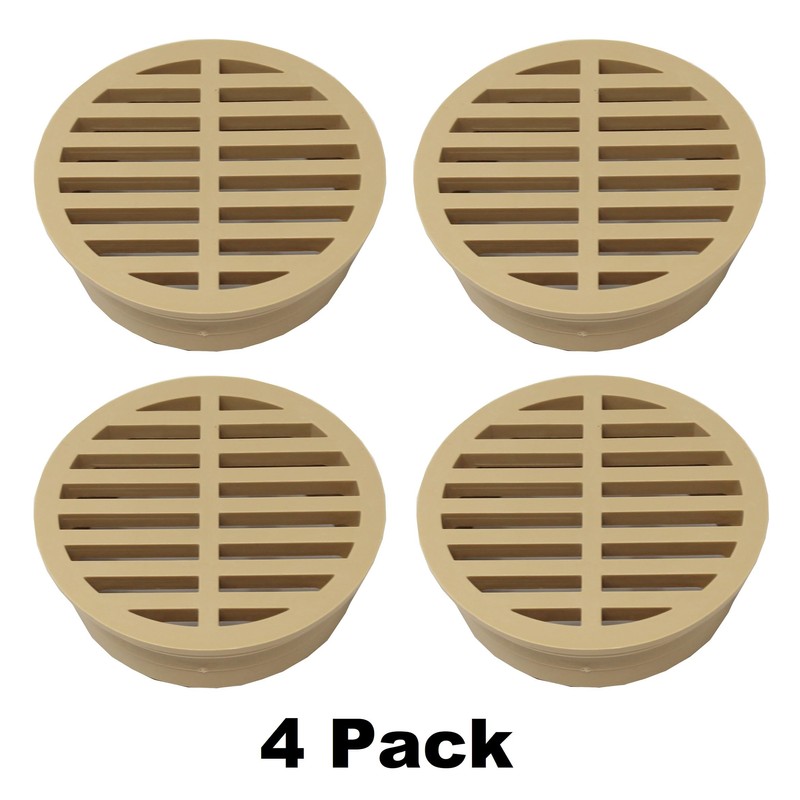 4" Outdoor Round Flat Drain Grate Cover (4, Tan)