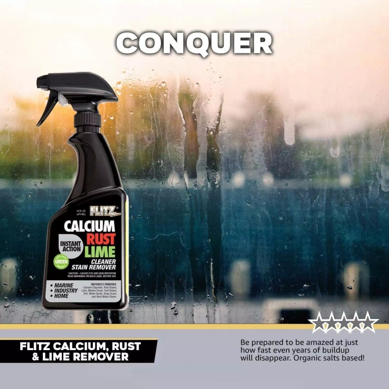 FLITZ Instant Calcium Lime and Rust Remover 16oz/473ml TWO PACK