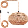 Maliralt Hanging Lamps Rattan Pendant Light Hanging Lights 16.4ft Plug