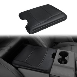 Muslogy Center Console Armrest Cover Compatible with Ford F-150 F150 2015-2024 2025&F250 F350 F450 2017-2026 Comfort Armrest Pad Arm Rest Cushion Vegan Leather Protector Regular Thick(Jump Seat ONLY)