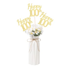 Happy 100th Birthday Centerpiece for Table, Double-sided Glitter 100th Birthday Party Decorations 100th Fabulous Table Toppers for 100th Birthday Anniversary Party Table Decorations (Gold, 10 Pack)