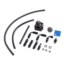 JGhyperX EFI Fuel Pressure Regulator Kit 0-100psi with Gauge 6AN Fuel Line Fitting Universal Adjustable Aluminum (1005 Black)