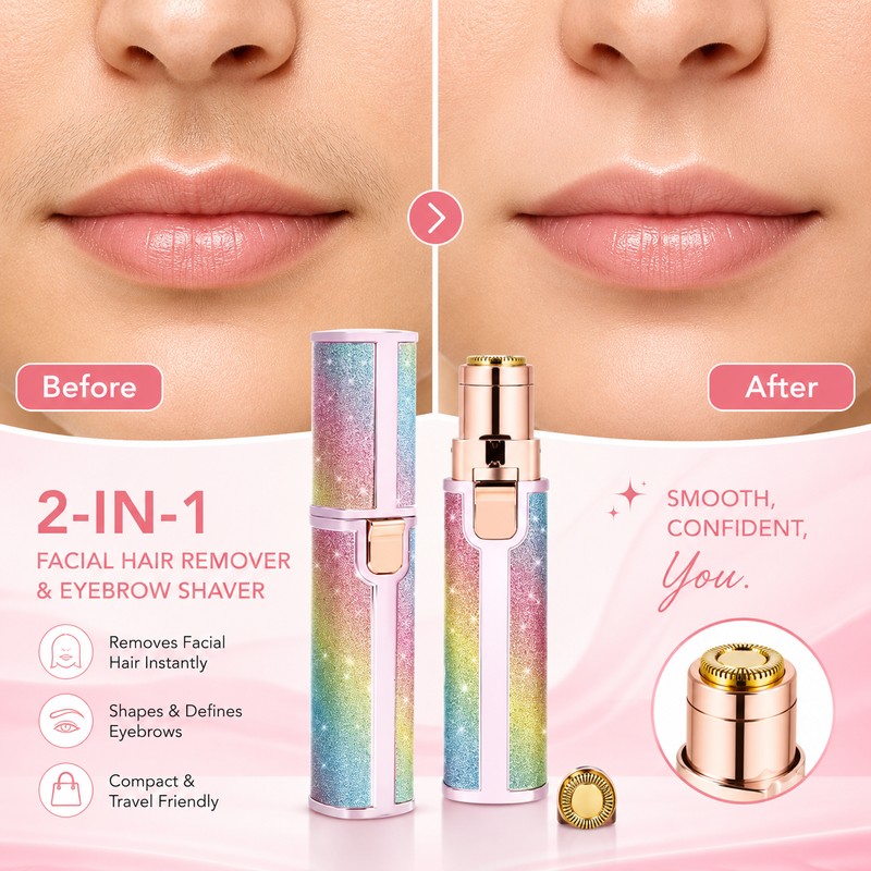 2-in-1 Portable Facial Hair Remover for Women & Men –
