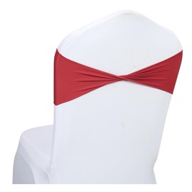 MDS Pack of 250 Spandex Chair Sashes Bows Elastic Stretch Dining Chair Bands Ties Without Slider Buckle Universal fits for Wedding Baby Shower Birthday Party Banquet Event Decoration - Apple Red