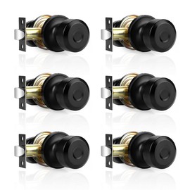 Probrico Black Passage Door Knobs Closet Hallway Door Knobs No Lock 6 Pack Interior Door Handles Without Key