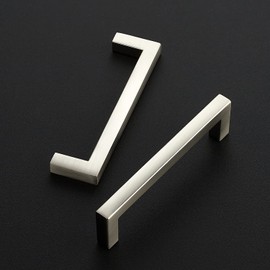 Ravinte 25 Pack Solid 3-3/4 Inch Center to Center Slim Square Bar Drawer Handles Kitchen Cabinet Handles Brushed Nickel Satin Nickel 3-3/4in Hole Center