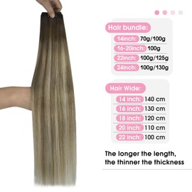 YoungSee Weft Extensions Human Hair Brown Ombre Sew in Real Hair Extensions Soft Weft for a Smooth and Natural Finish 20Inch 100G