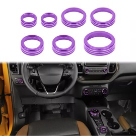 for Bronco Sport Trim Rings, AC Headlight Tune Gear Switch Knob Cover for Ford Bronco Sport 2021 Up Purple Accessories 7pcs(Only for Sport)