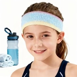 2 fasce per capelli sportivi per bambini, in cotone, per bambini e ragazze, assorbono il sudore, per calcio, basket, corsa, ciclismo (4-14 anni)